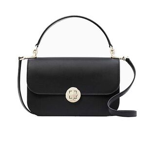 Kate Spade Black Smooth Leather Audrey Flap Crossbody 2-Way Bag Purse